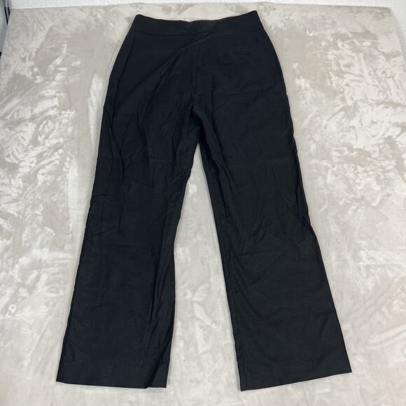 Sezane Pants Womens FR 40 US 8 Black Linen Blend High Rise Wide Leg Trouser - Picture 12 of 14